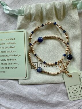 Enewton sodalite gemstone, gold filled, stretch bracelet set 6”